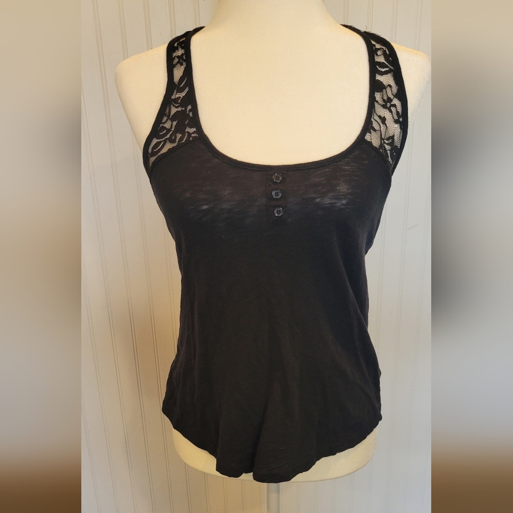 Color story size medium black tank with lace straps